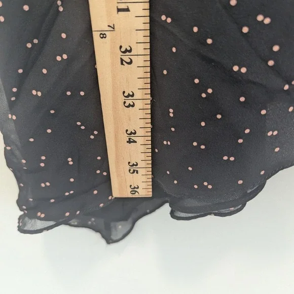 VTG Y2K Kay Unger Black Polka Dot Ruched Strapless Dress Silk Chiffon Tiered 12 - Picture 8 of 9